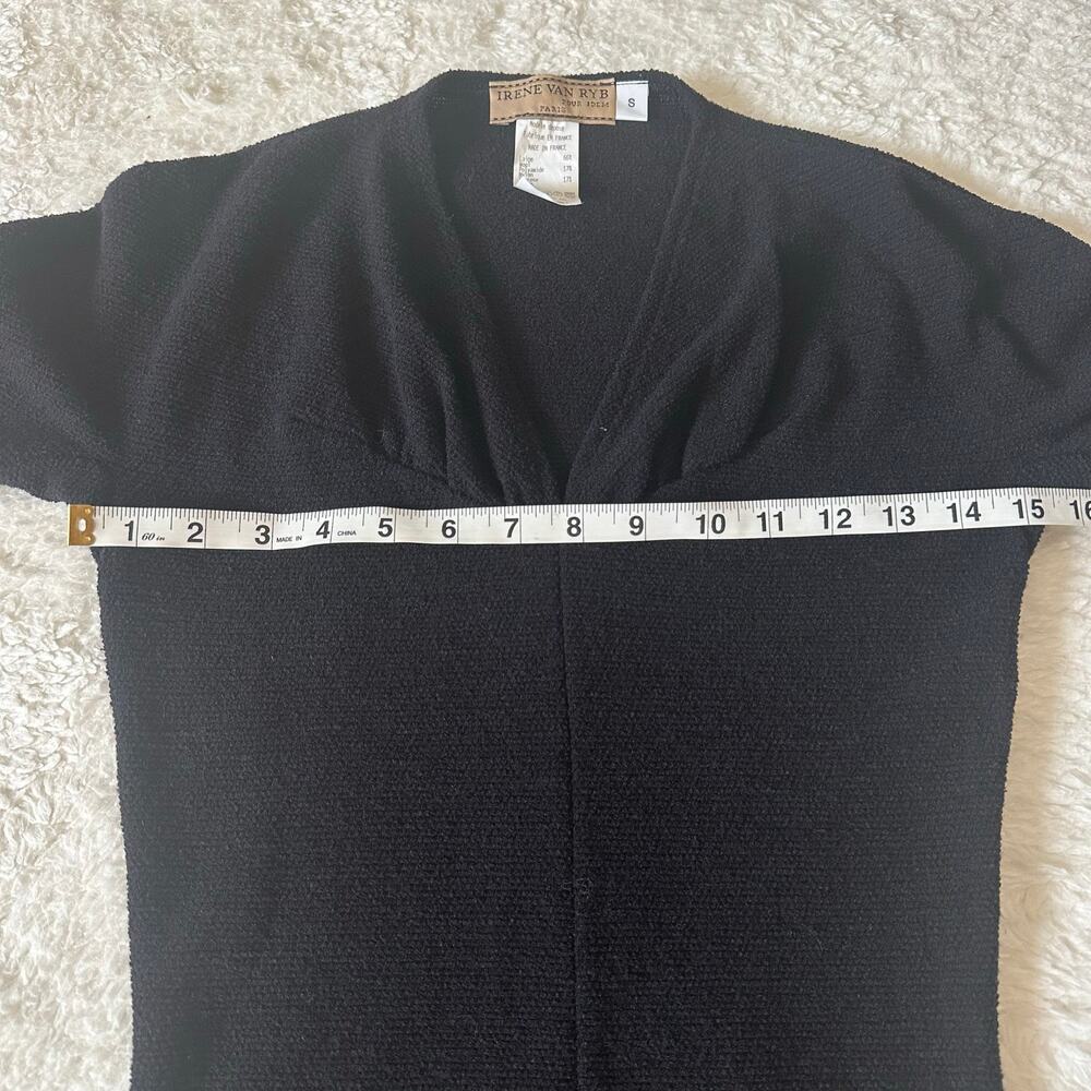 Irene Van Ryb Wool Blend Top V Neck Fitted Long Sleeve Black Small Minimalist - Picture 3 of 7